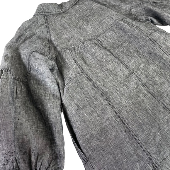 Rapsodia Anthropologie Grey Linen Blend Lined Jacket Women's Sz L Modern Buttons - Picture 15 of 16